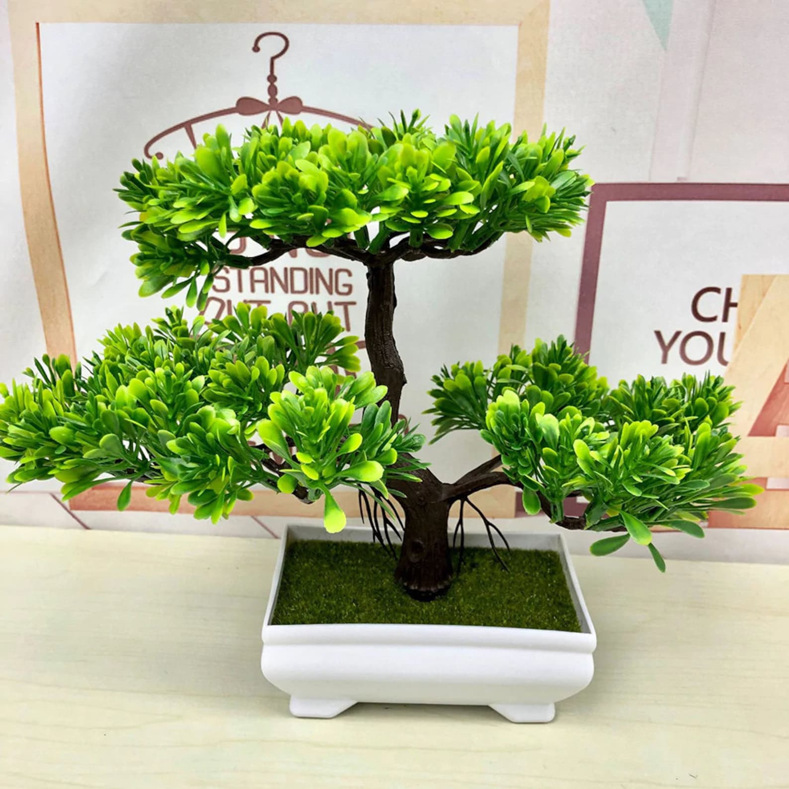 Artificial Bonsai Tree Small Fake Tree with White Square Pot Etsy