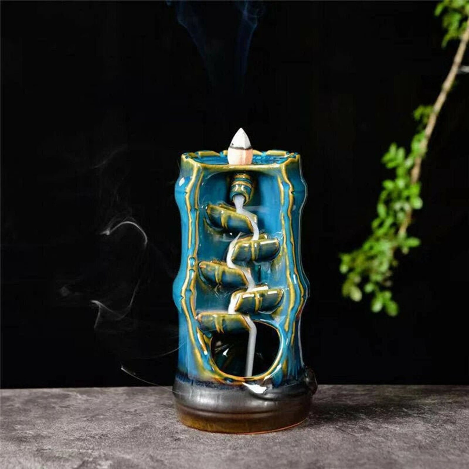 Waterfall Incense Burner Backflow Incense Burne Ceramic Etsy