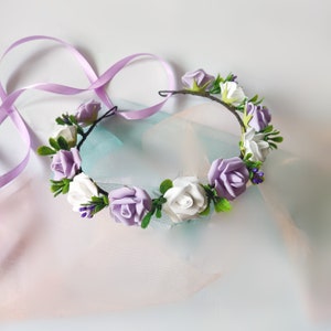 Flower girl crown lavender wedding head wreath purple flower headband lilac flower crown adult bridal hair crown baby floral crown toddler