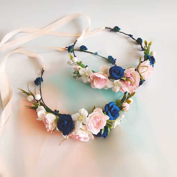 Floral Headband Adult Two Tone Pink Roses Floral Headband Adult Two Tone Pink Roses