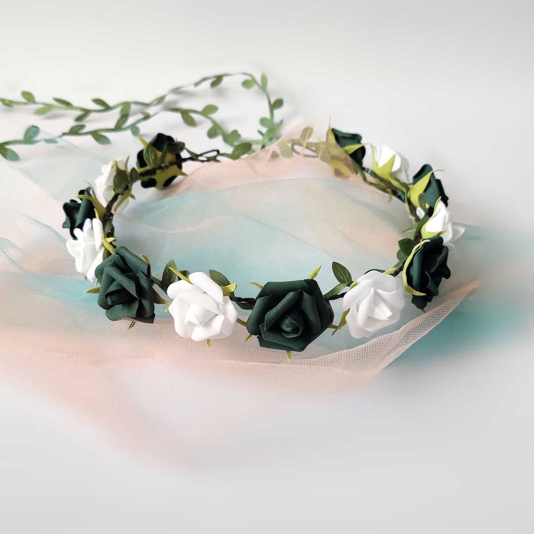 Green flower crown discount