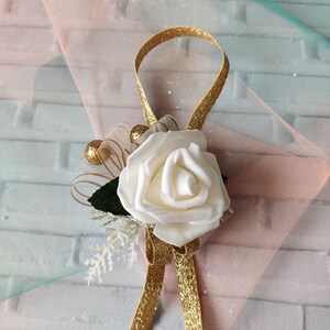 White Rose Gold Corsage Prom Corsage Wristlet Mother of the - Etsy