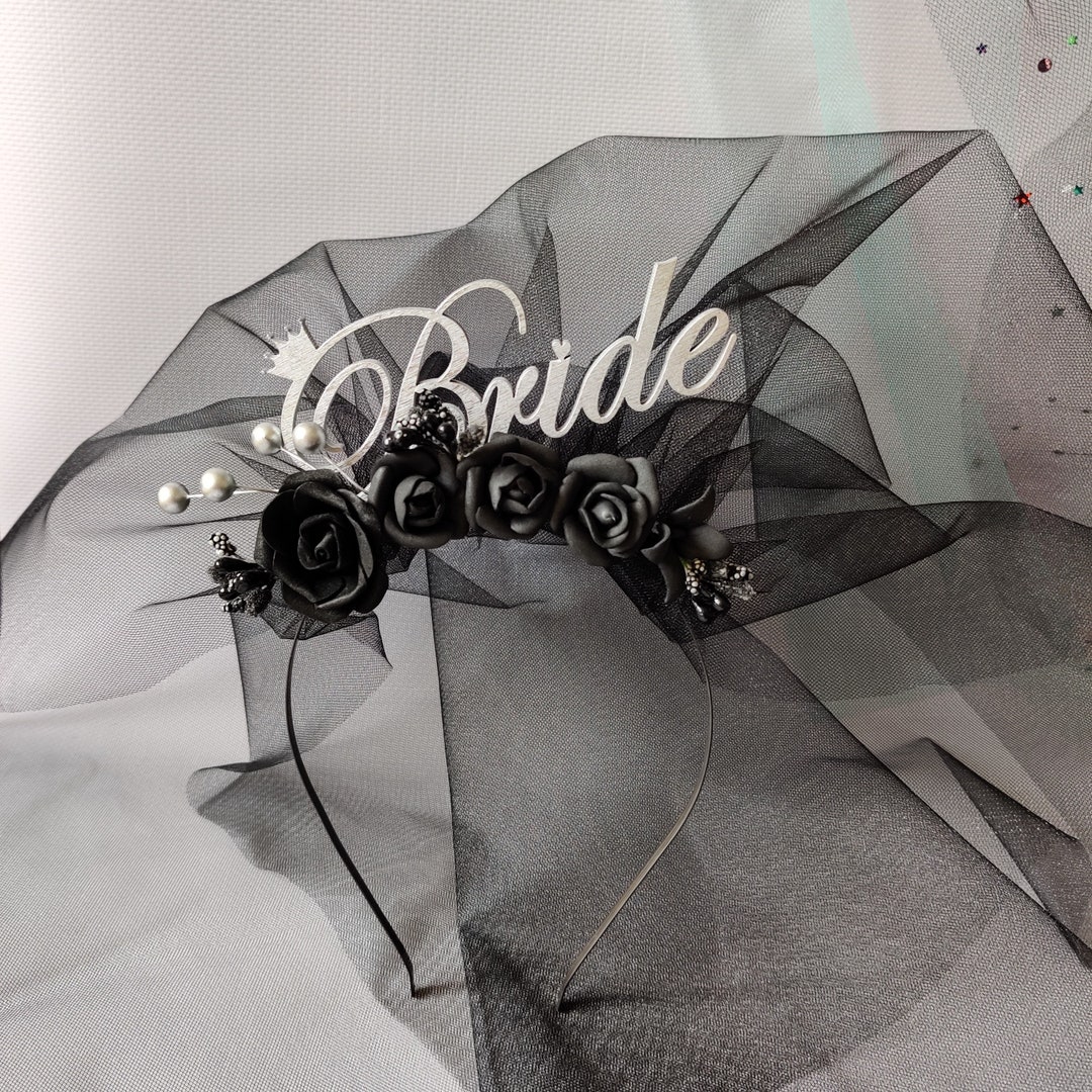 Sporty Bride Veil - Black, Bachelorette Veil