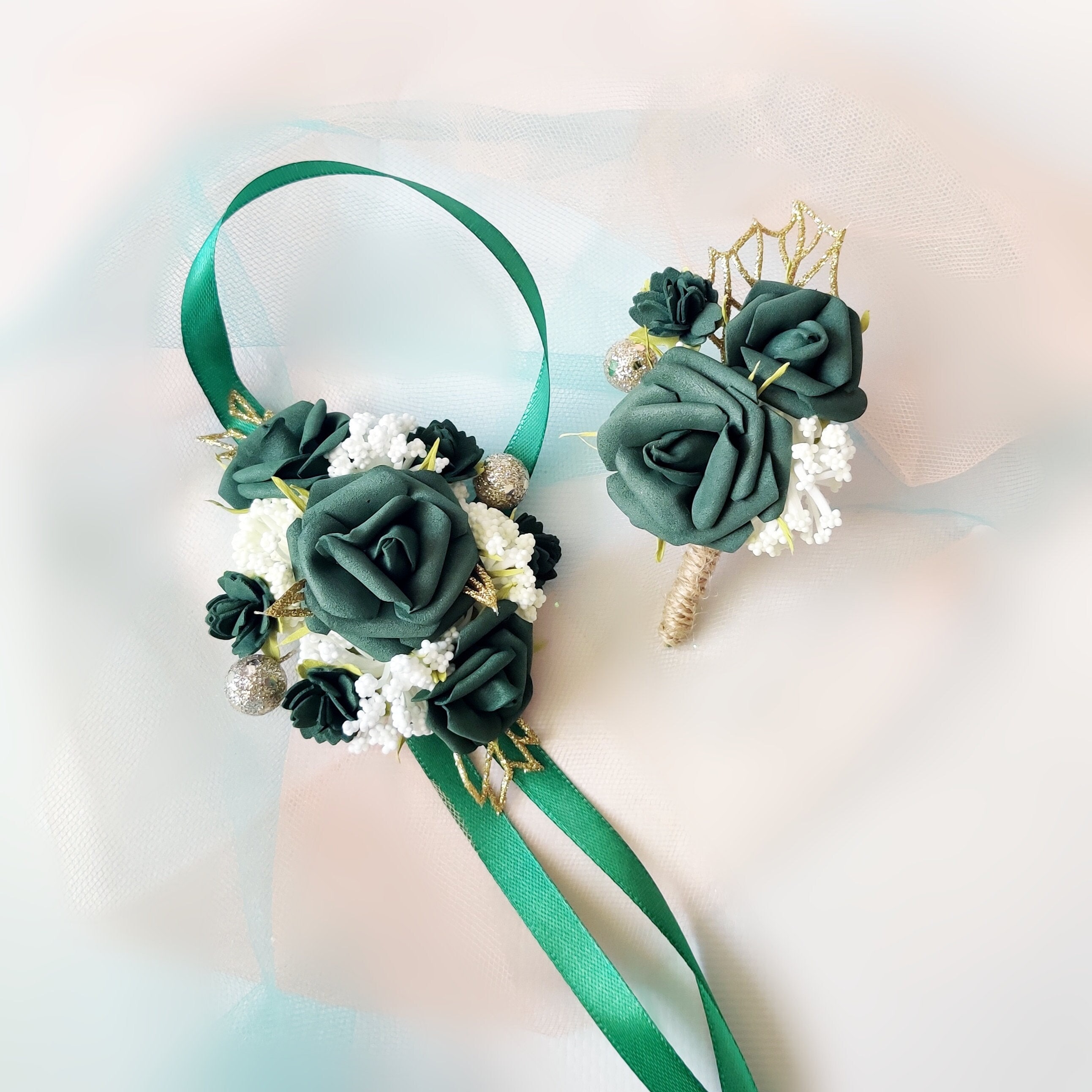 Wrist corsage dark green ribbon Hermitage Florist: Basket of Flowers -  Flower Delivery in TN, 37076