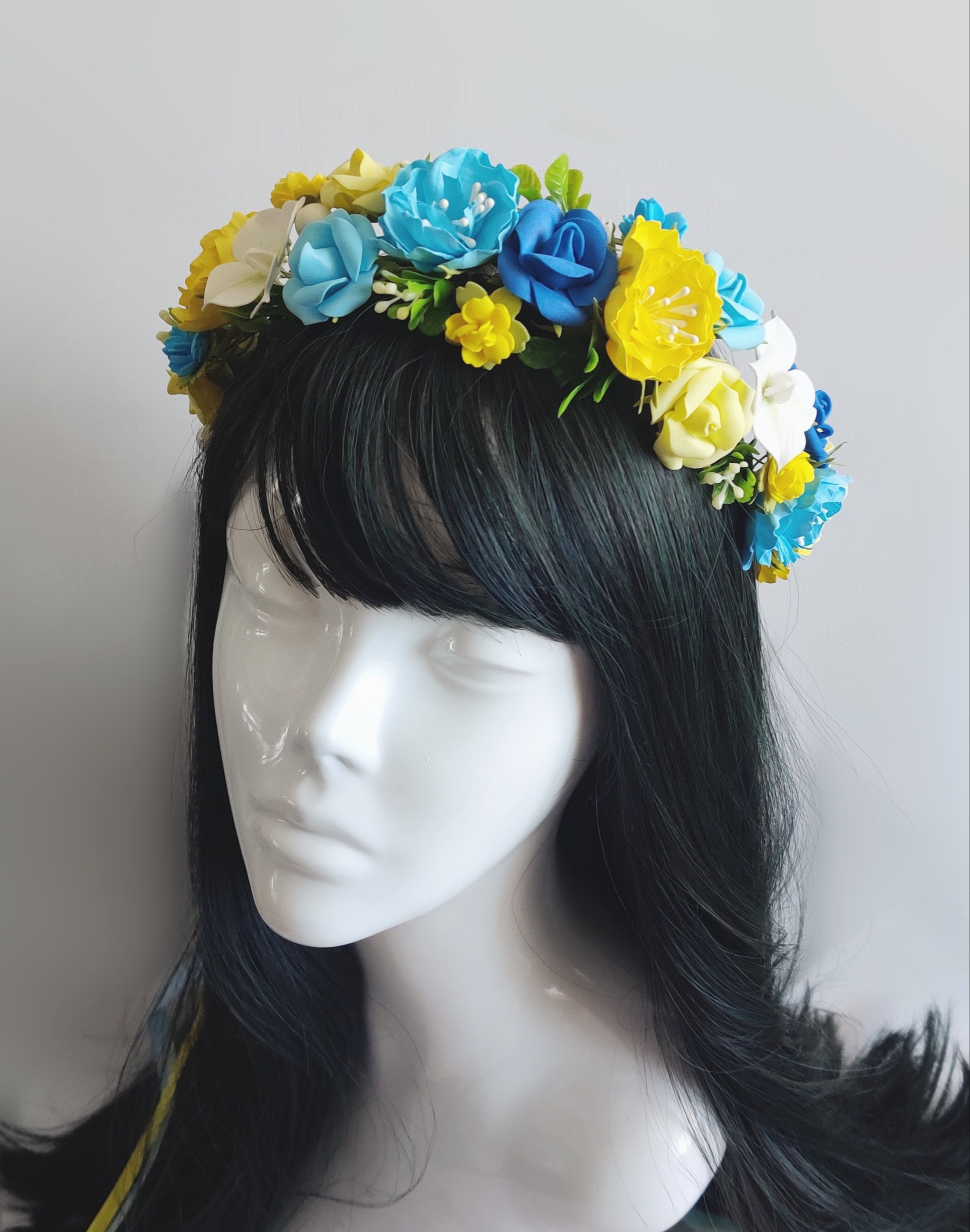 Blue & Yellow Flower Crown: Ukrainian Wedding Wreath - Etsy display picture 1
