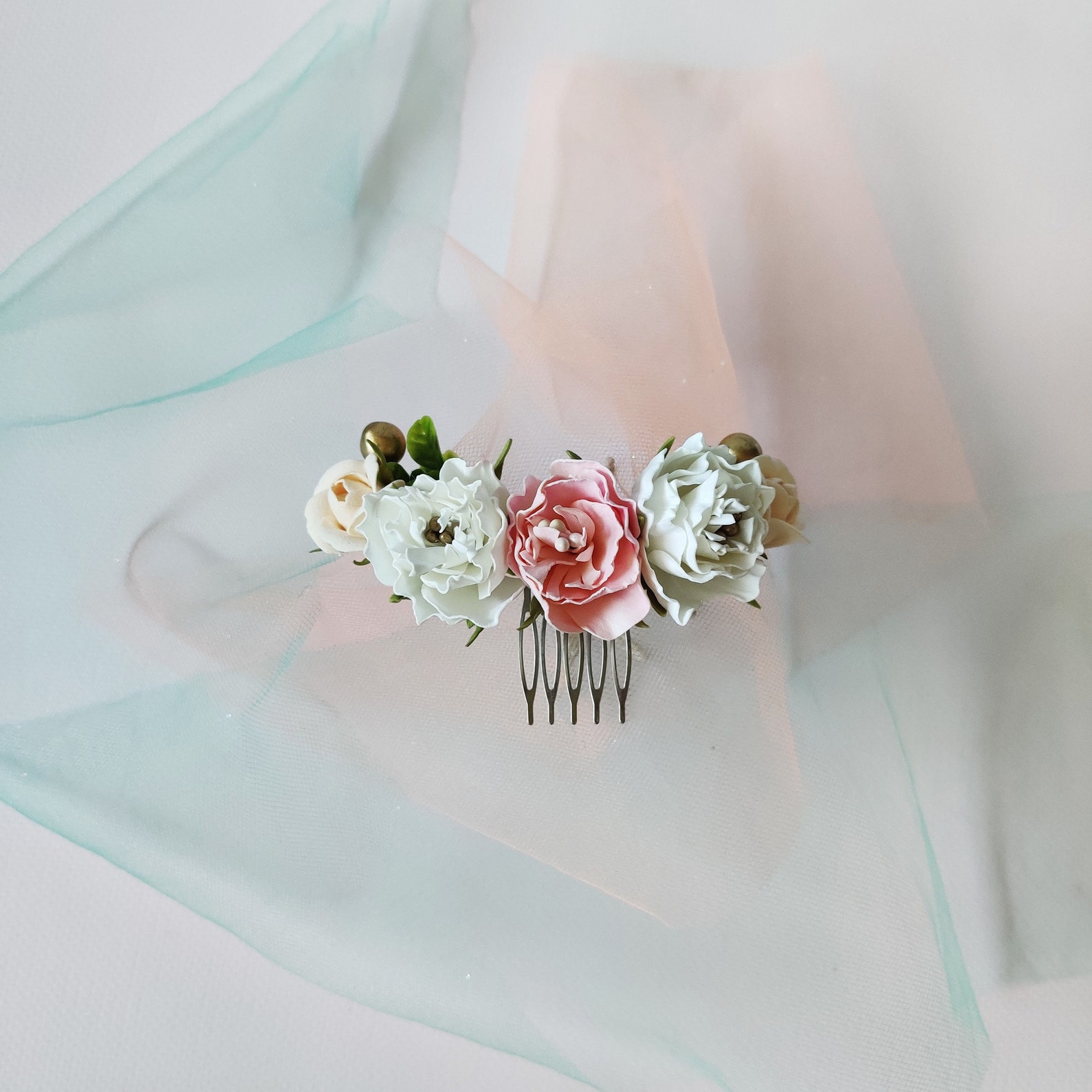 Blush Pink Flower Hair Comb Bridal Hair Piece Pink Wedding Etsy