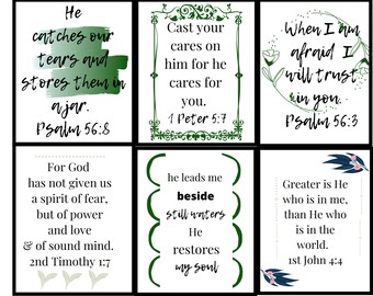 Printable Scriptures for Anxiety 2x3.5 Bible Verses for Fear &amp; Anxiety ...