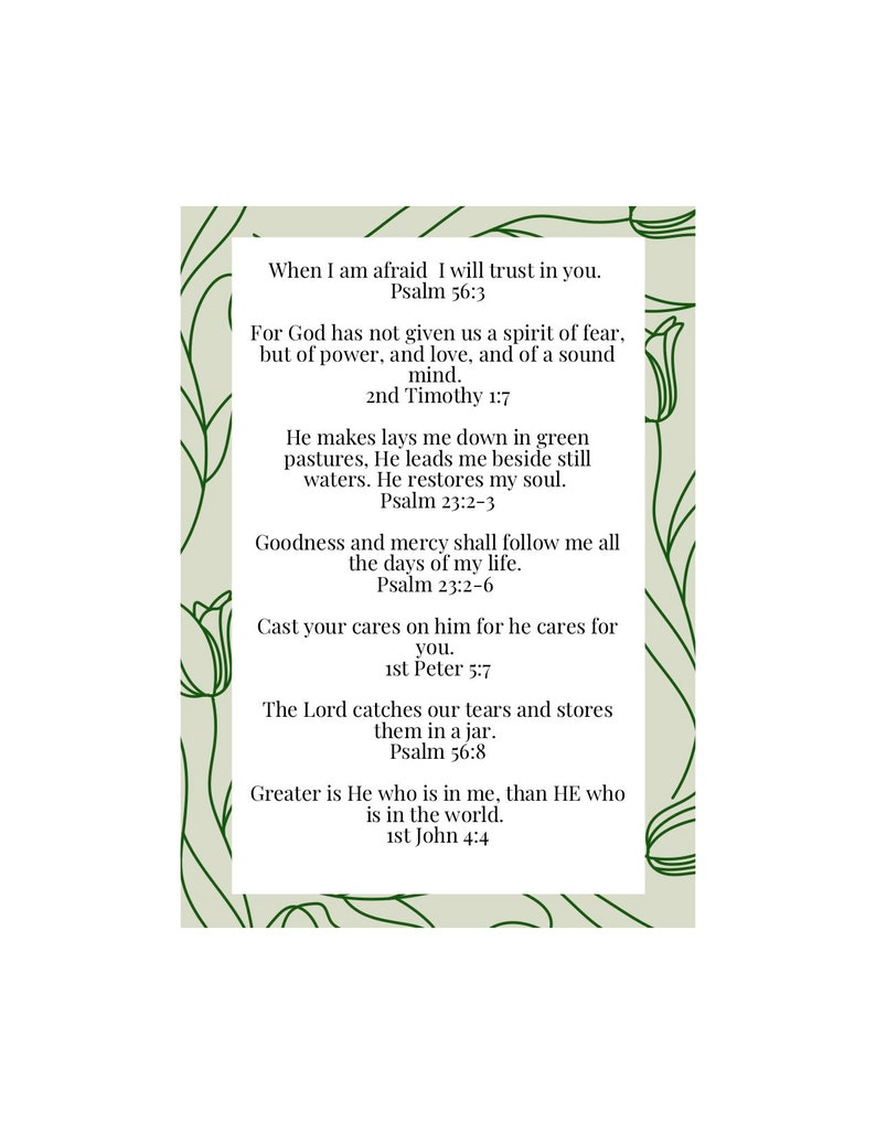 Printable Scriptures for Anxiety - Etsy