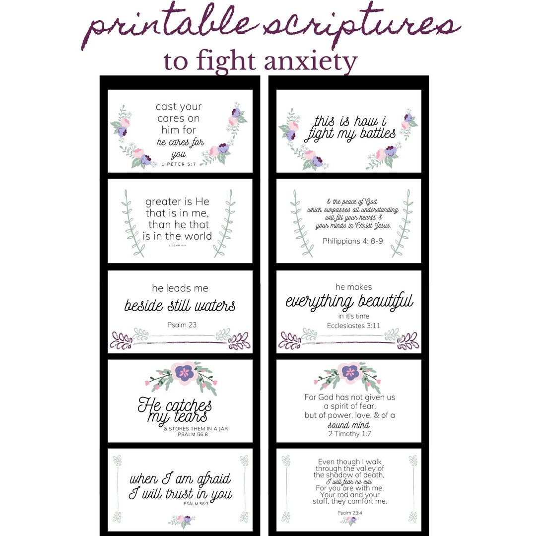 Printable Scriptures for Anxiety Floral INSTANT DOWNLOAD, 2x3.5 - Etsy