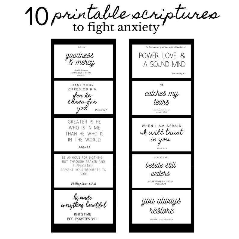 Printable scriptures for anxiety 2x3 5 bible verses for fear anxiety