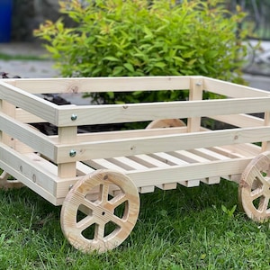 Tuinbloemkruiwagen\Landtuinplantenbak \Kruiwagenplanter \ Rustieke houten plantenbak - houten plantenbak \Boerderijplantenbak