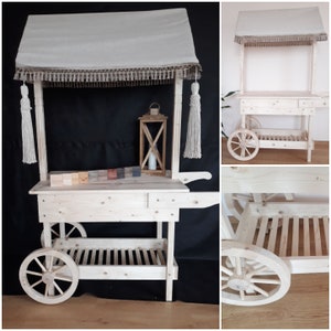 Holz großes Sweet Cart | Einkaufswagen mit Rädern | Süsser Holzwagen | Tortenständer | Event Dekor | Hochzeitsdeko | Hochzeitsidee