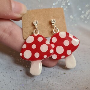 Red Toadstools Handmade Polymer Clay Earrings