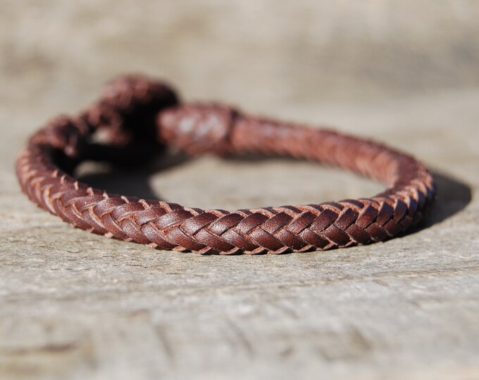 BRAIDED LEATHER HEMISPHERE BRACELET main image 1