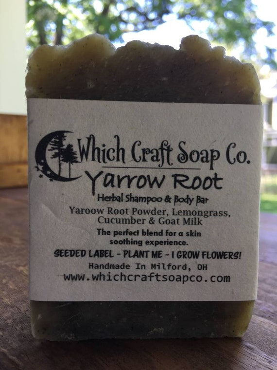 Yarrow Root - Herbal Shampoo & Body Bar - 100% Zero Waste Packaging - Label's are seeded paper and grow flowers when planted.