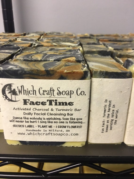 FaceTime - Activated Charcoal and Turmeric Facial Bar. 100% Zero Waste Packaging - Label’s are seeded paper and grow flowers when planted.