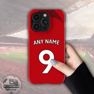 Liverpool Football Name/Number Case for Apple iPhone 15 , 15 Plus, 15 Pro, 15 Pro Max, 14 13 12 11 X XR XS SE 8 7 6 - Black Bumper Cover