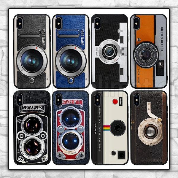 Retro Camera Case for iPhone 15 14 13 12 11 X XR XS Pro Max Plus SE 8 7 6, S23 Ultra S22 S21 S20 S10 S9, Pixel, Huawei, Custom Personalised