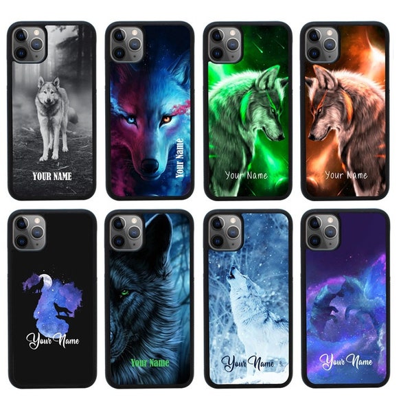 Wolven gepersonaliseerde (elke naam) iPhone-hoesjes voor iPhone 14 Pro Max Apple iPhone 13 12 11 X XR XS SE 8 7 6s 6 Se Plus telefoonhoes