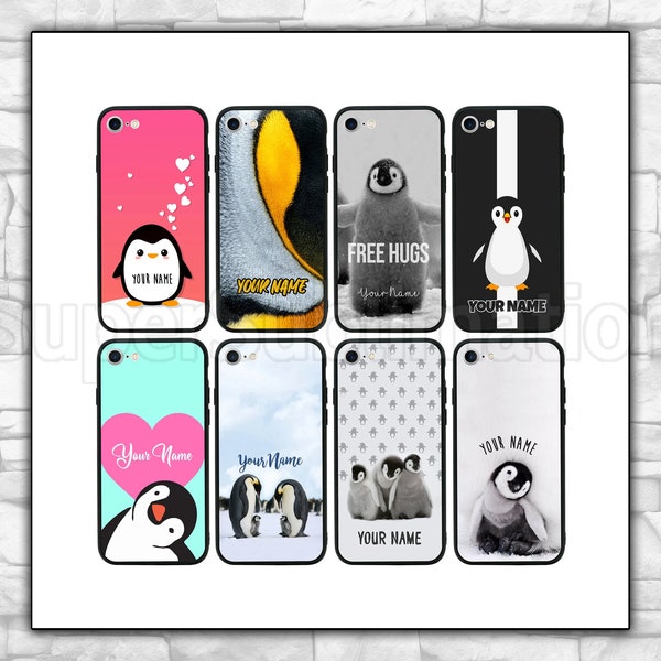 Cute Penguin Case for Apple iPhone 15 , 15 Plus, 15 Pro, 15 Pro Max, 14 13 12 11 X XR XS SE 8 7 6 - Black Bumper Cover
