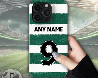 Celtic Football Name/Number Case for iPhone 15 14 13 12 11 X XR XS Pro Max Plus SE 8 7 6, S23 S22 S21 S20 S10 S9, Pixel, Huawei ('23-'24)