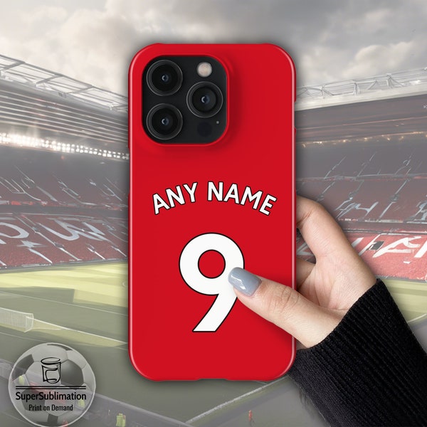 Man United Football Name/Number Case for Apple iPhone 15 , 15 Plus, 15 Pro, 15 Pro Max, 14 13 12 11 X XR XS SE 8 7 6 - Black Bumper Cover