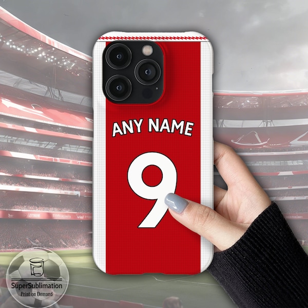 Arsenal Football Name/Number iPhone Cases for iPhone 15, Pro, Max, Plus, Apple iPhone 14 13 12 11 X XR XS SE 8 7 6s 6 Se Bumper Phone Cover