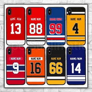 Ice Hockey Shirt (Name & Number) Case for Apple iPhone 15 , 15 Plus, 15 Pro, 15 Pro Max, 14 13 12 11 X XR XS SE 8 7 6 - Black Bumper Cover