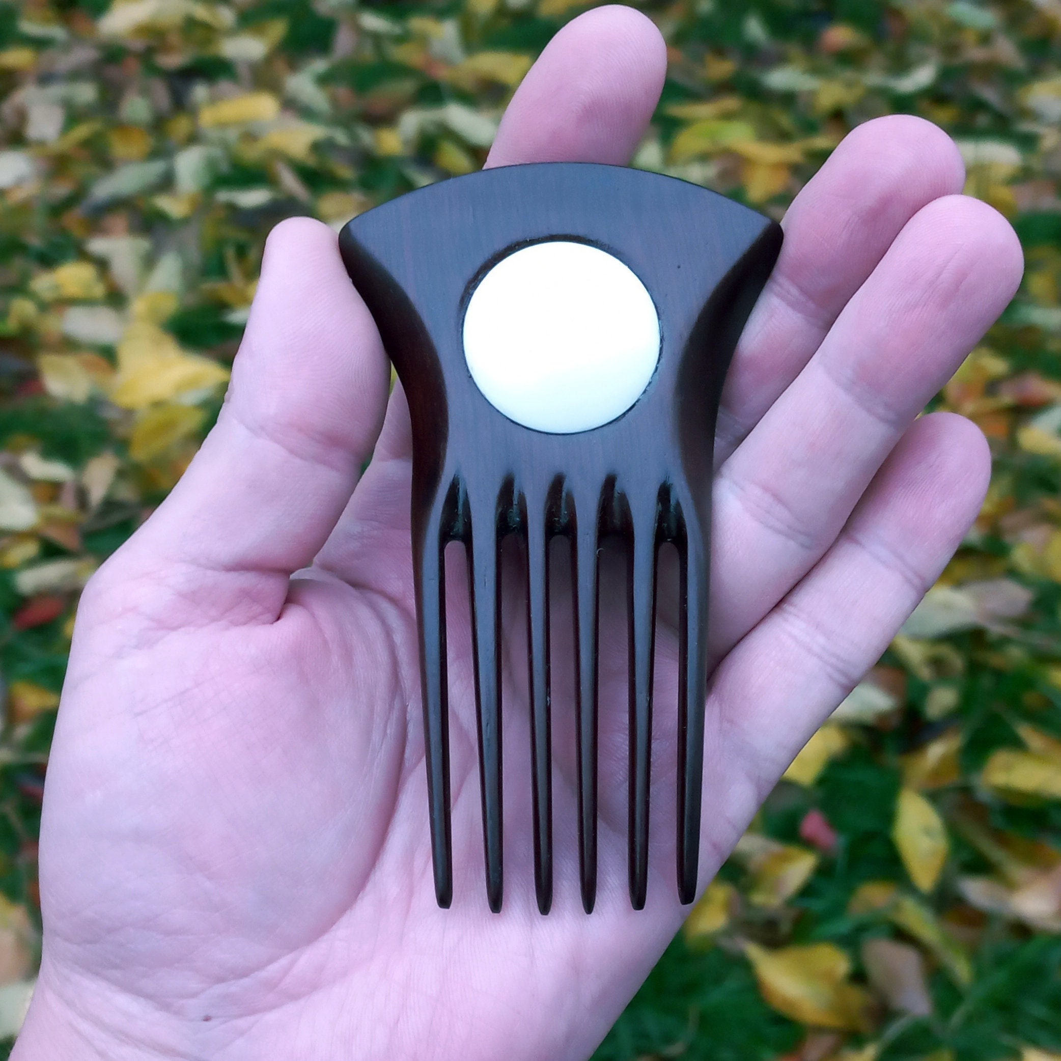 Large wooden hair comb in Art Nouveau style, hornbeam wood hair comb, comb for long hair, gift for her/ Comb with polymer inlay Corian