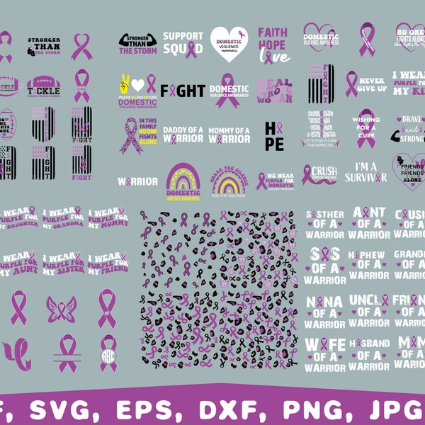 Domestic violence awareness svg bundle, purple ribbon svg, Stop Domestic Violence SVG, Domestic Abuse Svg, Rainbow Domestic Violence