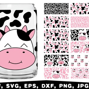 Kuh kann Glasverpackung SVG, Baby Kuh Glasverpackung svg, 16 Unzen Kuhkopf Libbey Glasdose svg, Tierdruck svg, libbey Glas svg, Kuhdruck svg