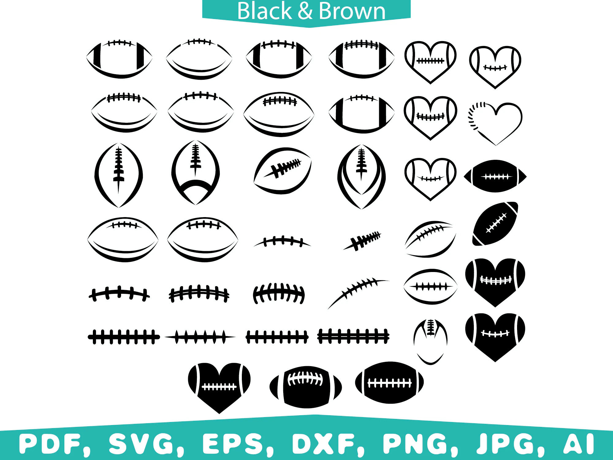 Football Laces Svg Bundle, Football Laces, Football Silhouette Svg
