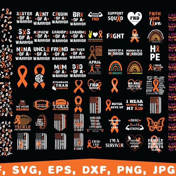 FND awareness svg, Functional Neurological Disorder Svg, Orange ribbon svg,Fnd warrior svg, fight fnd, FND svg png, Functional Disorder svg