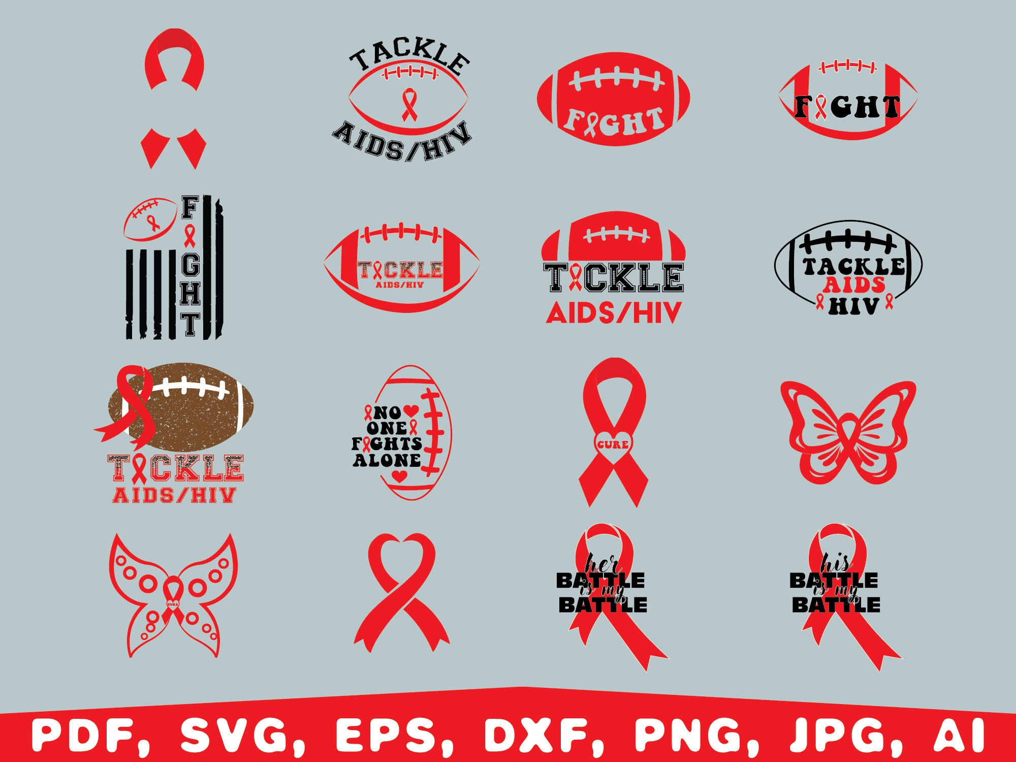 HIV/AIDS Awareness Svg Bundle, Aids Awareness Day Svg, Hiv Awareness ...