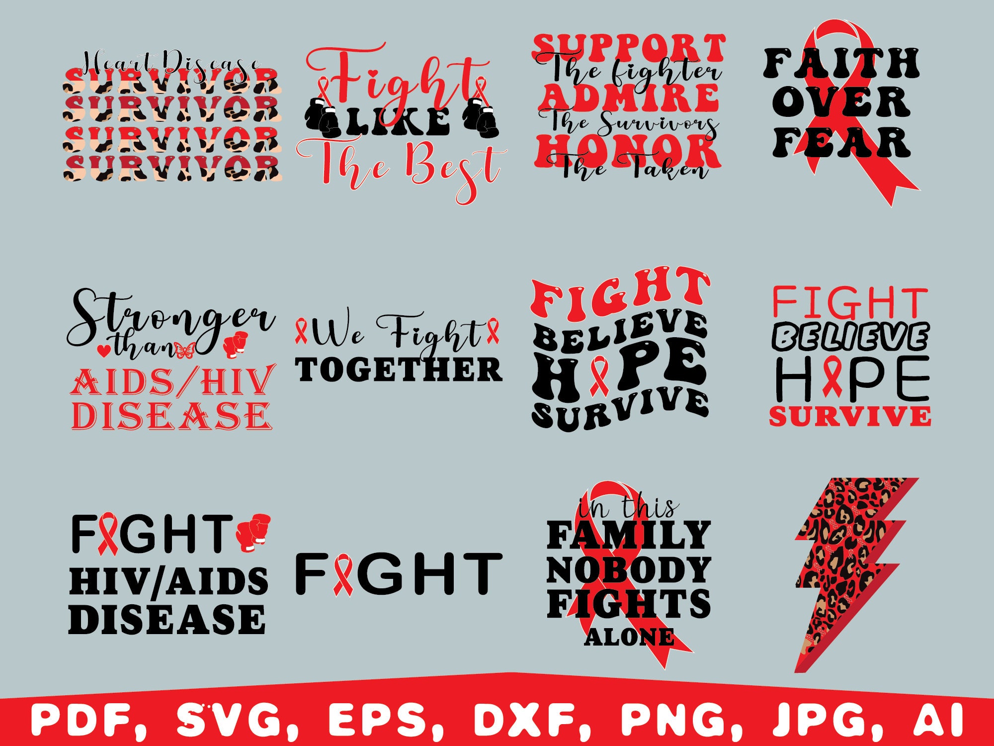 HIV/AIDS Awareness Svg Bundle, Aids Awareness Day Svg, Hiv Awareness ...