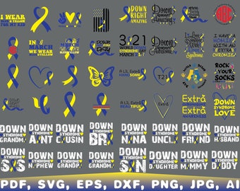 Concientización sobre el síndrome de Down (SVG), concienciación sobre el síndrome de Down (SVG), cinta sobre el síndrome de Down (SVG), citas sobre el síndrome de Down (SVG), calcetines de concientización (SVG) del 21 de marzo
