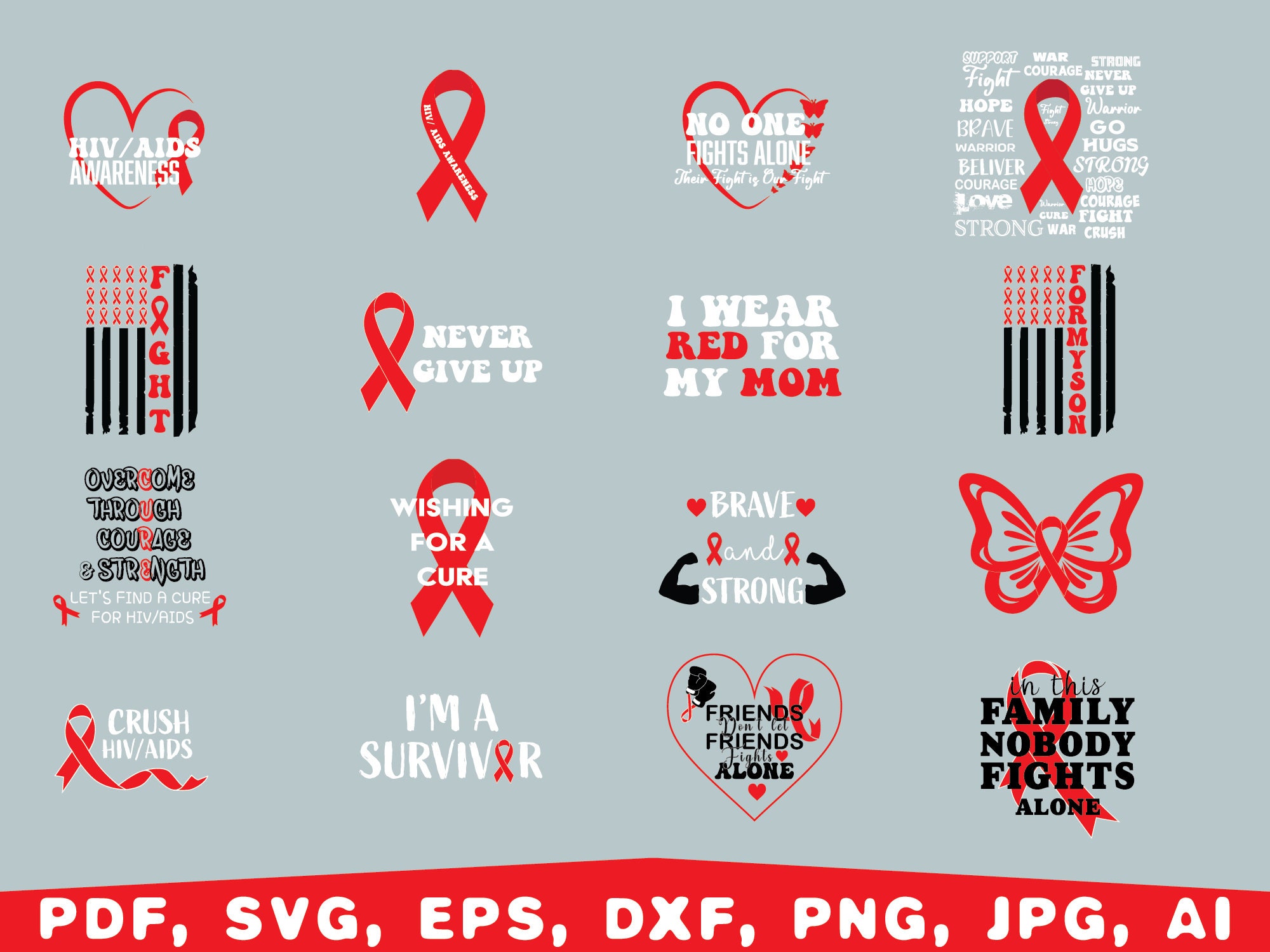 HIV/AIDS Awareness Svg Bundle, Aids Awareness Day Svg, Hiv Awareness ...