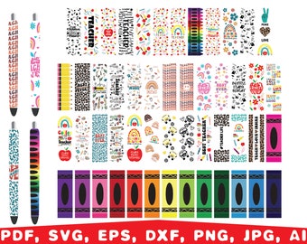 51 Teacher Pen wrap svg bundle, Teacher pen wraps SVG, Pen Wrap Bundle, Pen Wrap Designs,  Crayon Pen Wrap, School Pen Wrap, Pen Wrap Design
