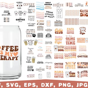 Retro Coffee Can Glass Libbey SVG PNG Bundle, Coffee glass wrap svg, 16oz can glass svg, Coffee glass wrap Bundle svg, Can glass svg, retro