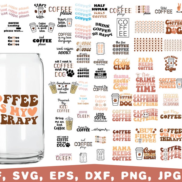 Retro Coffee Can Glass Libbey SVG PNG Bundle, Coffee glass wrap svg, 16oz can glass svg, Coffee glass wrap Bundle svg, Can glass svg, retro