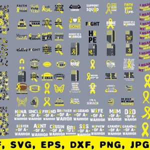 Knochenbewusstsein SVG, Gelbes Band SVG, Leberkrebs Schnittdateien, Bone Ribbon SVG, Peace Love Cure SVG, Knochenkrebs SVG, Survivor SVG