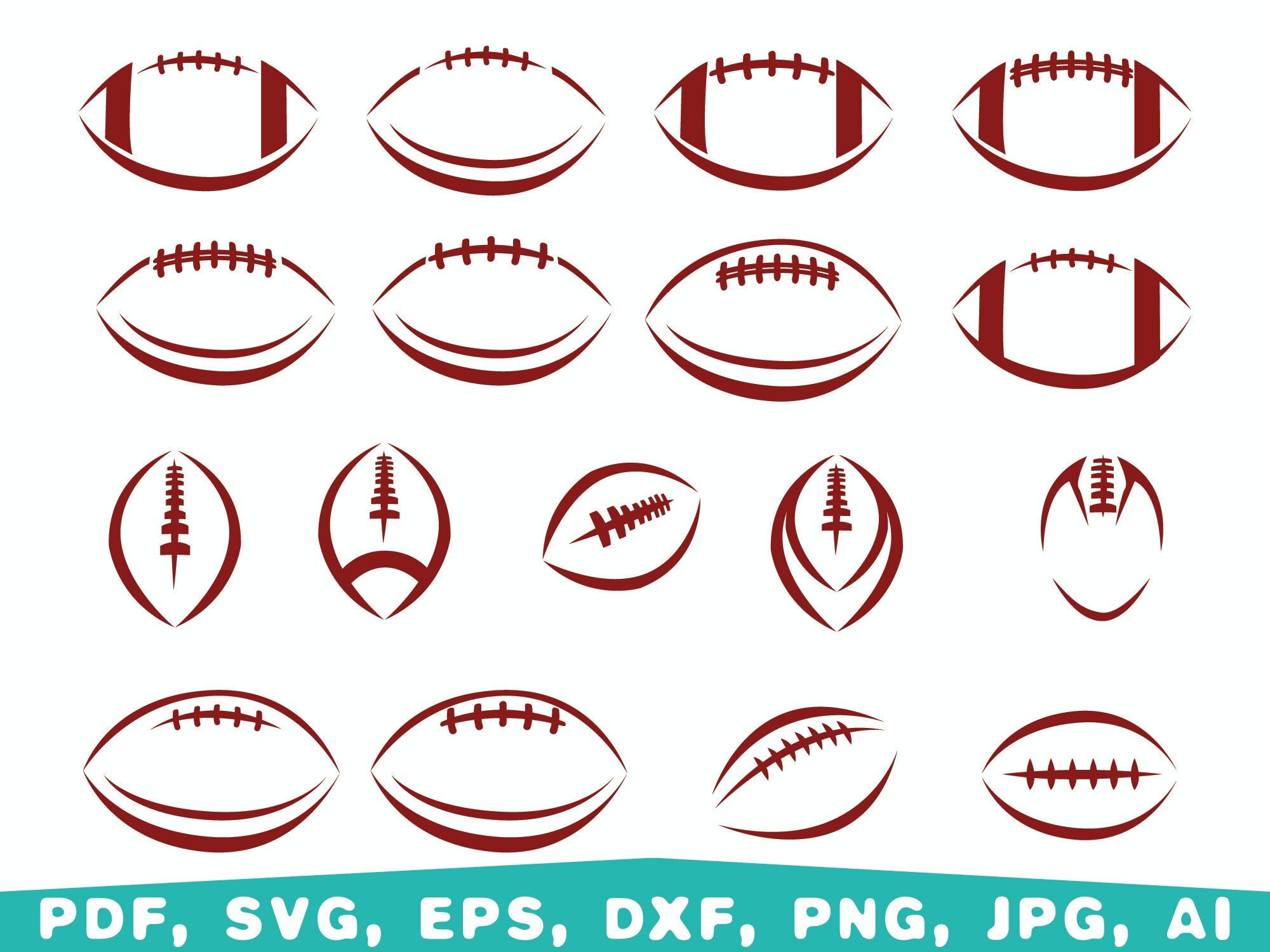 Football Laces Svg Bundle, Football Laces, Football Silhouette Svg