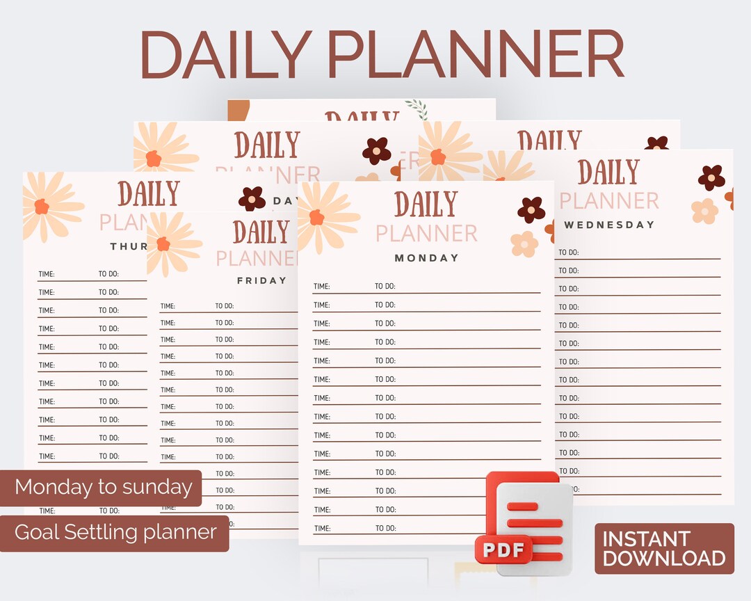 Printable, Digital Download Daily Printable Planner, Daily Goal, Daily ...