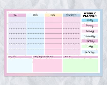 Printable, Digital Download Editable Family Week Planner - Editable Canva Template