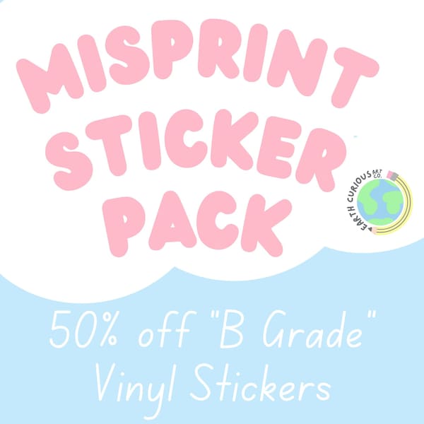 Misprint / Clearance Sticker Bundle Grab Bag by Earth Curious Art Co | Save big on "b quality" and retired stickers!