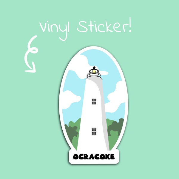 Ocracoke Lighthouse Water Resistant Vinyl Sticker by Earth Curious Art Co | North Carolina Crystal Coast