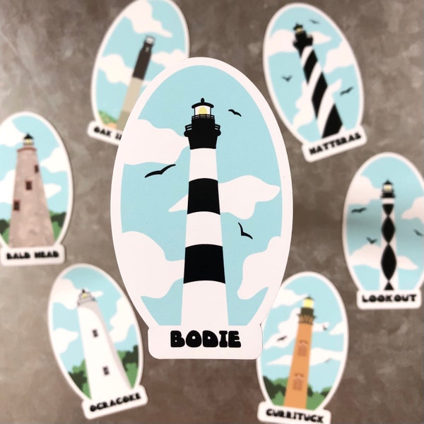 Bodie Lighthouse Fridge Magnet by Earth Curious Art Co | North Carolina Crystal Coast Outer banks Nags Head NC History Beach Vacation