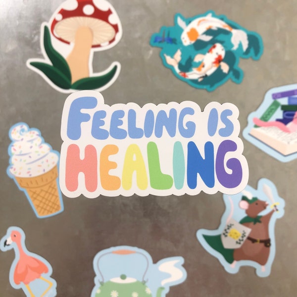 Feeling is Healing Fridge Magnet by Earth Curious Art Co | rainbow mental health psychology grief recovery