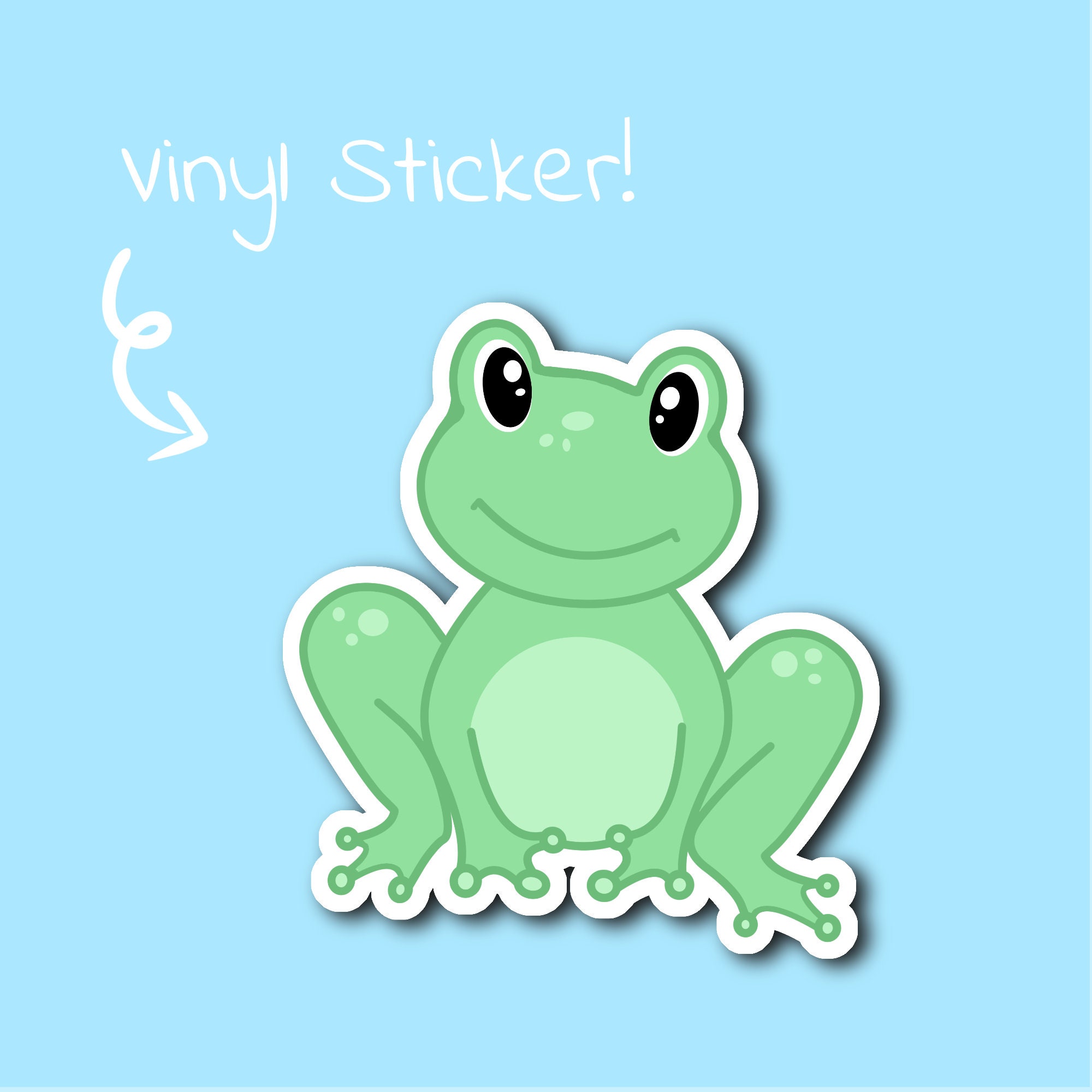 Cute Green Froggy Vinyl Sticker Decal by Earth Curious Art Co Kawaii ...