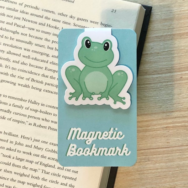 Green Frog Magnetic Bookmark by Earth Curious Art Co | nature book reader gift amphibian easter basket filler teacher school cute pastel